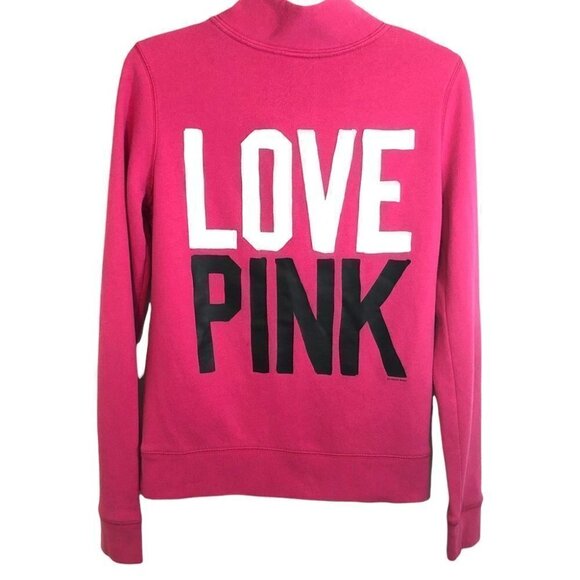 Pink Victoria Secret 1/4 Zip Sweatshirt in Fushia Ladies XSm - Picture 2 of 7